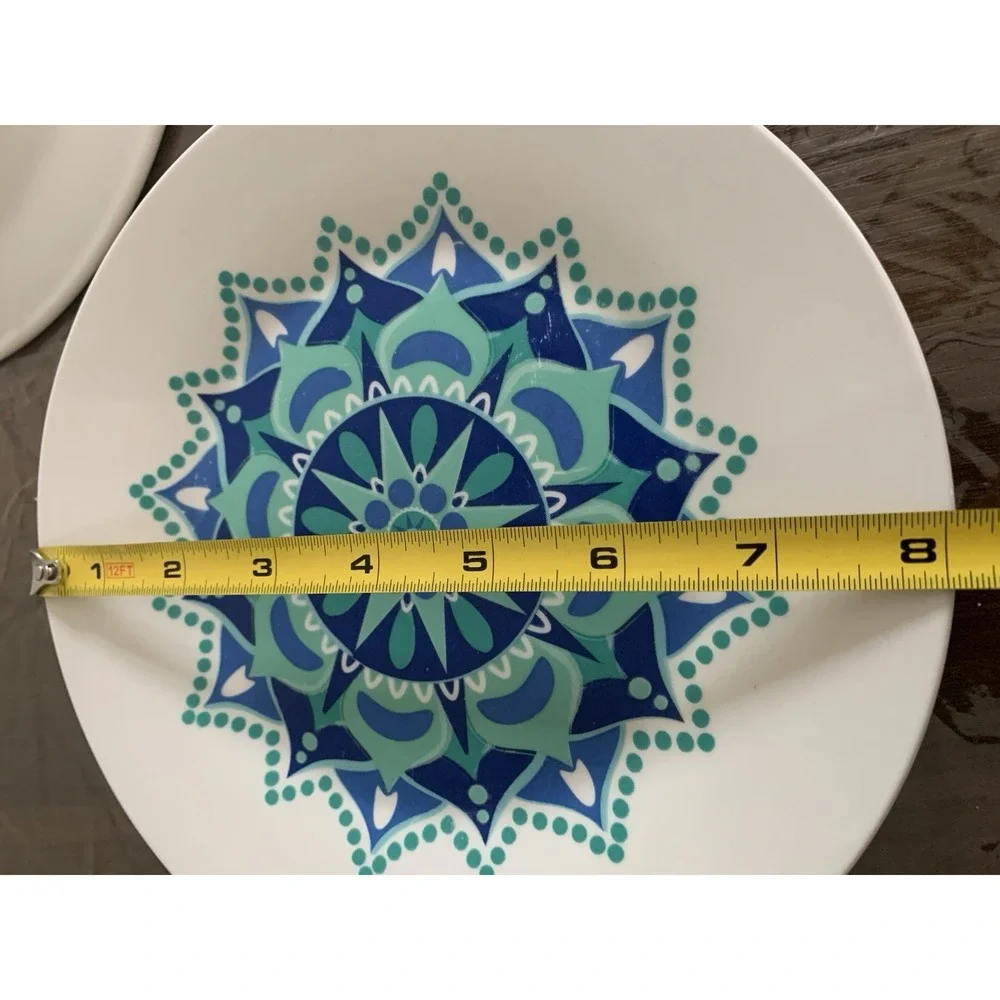 7 Royal Norfolk Replacement Plates Blue Turquoise Starburst Mandala Atomic 8